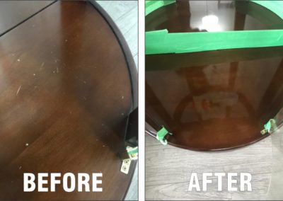 Before and After Table Repair Services done by A-plus Leather Repair, BC